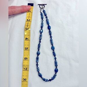 Blue stone and bead necklace - 16 inches
